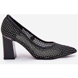 VINCEZA Embellished Mesh Pumps On A Heel Black 62211 | Shoptok.si