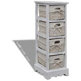 vidaXL Predalnik s 4 pletenimi košarami les bele barve | Shoptok.si