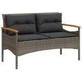  Vrtna klupa s jastucima 116 x 62,5 x 74 cm siva od poliratana | shoptok.hr