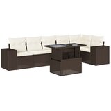 vidaXL 7-dijelni set vrtnih sofa od poliratana s jastucima smeđi | shoptok.hr