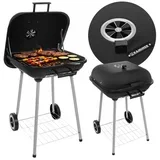 vrtni roštilj na oglje s poklopcem – prenosni BBQ roštilj s kolesi in policami