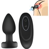 Mrow svetleč, radijsko voden, baterijski analni vibrator (črn) | Shoptok.si