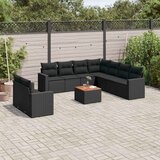  10-dijelni set vrtnih sofa s jastucima crni od poliratana Crna 66 x 62 x 69 cm | shoptok.hr