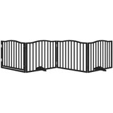 vidaXL Ograda za pse z vrati zložljiva 4 paneli črna 320 cm topolovina | Shoptok.si