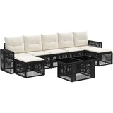 Sjedeća garnitura za vrt 8 kom. Crna i krem-bijela poliratan 100 x 55 x 73 cm | Shoptok.si