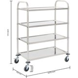  Kuhinjska kolica s 4 razine od nehrđajućeg čelika 107x55x125 cm | shoptok.hr