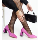 VINCEZA Dark Pink Leather Block Heels | shoptok.hr