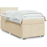 vidaXL Box spring postelja z vzmetnico krem 80x200 cm blago, (21310583) | Shoptok.si