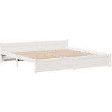 vidaXL Krevet s regalom z knjige bez madraca bijeli 200x200cm borovina | shoptok.hr