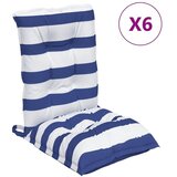  Jastuci za stolice s niskim naslonom 6 kom. plavo-bijele prugaste oxford tkanine - plava i bijela prugasta 6 with 2 elastic st | shoptok.hr