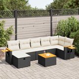 Maison Chic Seti vrtnega pohištva - Vrtna garnitura - Vrtni pohištvo set 8-delna z blazinami črn poli ratan, (21800282) | Shoptok.si