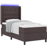 vidaXL Box Spring postelja z vzmetnico in LED temno rjava 100x200 cm tkanina, (22048953) | Shoptok.si