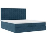  Otomanski okvir kreveta s madracima plavi 200x200cm baršunasti | shoptok.hr