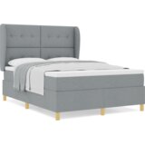 Box Spring Postelja z Vzmetnico Svetlo Siva 140x190 cm Tkanina, (22052650) | Shoptok.si