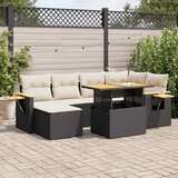 vidaXL 7-dijelni set vrtnih sofa od poliratana s jastucima crni bagrem Cijene