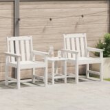 vidaXL vrtni jedilni stoli 2 kosa Beli HDPE | Shoptok.si
