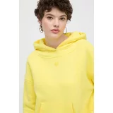 Desigual Bombažen pulover LOGO ženski, rumena barva, s kapuco, 24SWSK43
