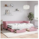 vidaXL Dnevni krevet na razvlačenje ružičasti 80 x 200 cm baršunasti | shoptok.hr