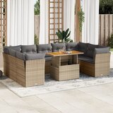 vidaXL 10-dijelni set vrtnih sofa s jastucima bež od poliratana | shoptok.hr