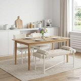  Klupa s gumbima i jastučićima Krem 110 x 40 x 46 cm Baršun | shoptok.hr