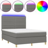 Maison Chic Box spring postelja - Vzmetna postelja z vzmetnico LED temno siva 140x200 cm blago SL3418, (21902417) | Shoptok.si