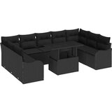 Sjedeća garnitura za vrt 10 kom. Crna Poli ratan 289 x 177,5 x 85 cm | shoptok.hr