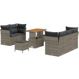  8-delni set vrtne sedežne garniture z blazinami siva poli ratan akacija | Shoptok.si