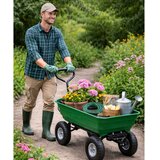 Lean Toys Vrtna transportna kolica, odvojiva nagibna pladanj, zelena, 120 kg | shoptok.hr