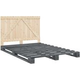 Okvir za krevet s uzglavljem sivi 140x200cm od masivne borovine | shoptok.hr