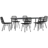  7-dijelni vrtni blagovaonski set od poliratana crni | shoptok.hr