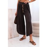 Kesi Włoski Women's viscose trousers with leg slit brown Cijene