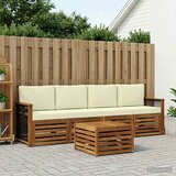  Set vanjskih sofa 5 kom. Prirodna i krem Čvrsto drvo akacije | shoptok.hr