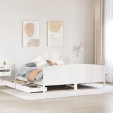 vidaXL Posteljni okvir brez vzmetnice bel 180x200 cm trdna borovina Cene