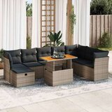 vidaXL 9-dijelni set vrtnih sofa poliratan i bagrem s jastucima sivi | shoptok.hr