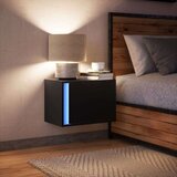 vidaXL Stenska nočna omarica z LED lučkami črna | Shoptok.si