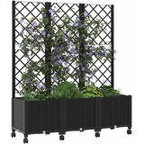  Vrtni saksija s rešetkom i kotačima Crna 120 x 40 x 146 cm PP | shoptok.hr