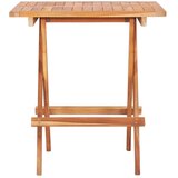 3-dijelni bistro set od tikovine sa sivim kariranim jastucima | shoptok.hr