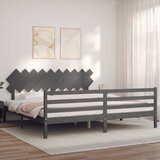  Okvir za krevet s uzglavljem sivi 200 x 200 cm od masivnog drva | shoptok.hr