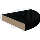  Plutajuće kutne police 2 kom sjajne crne 25 x 25 x 3 8 cm MDF | shoptok.hr