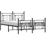  Metalni okvir kreveta uzglavlje i podnožje crni 135x190 cm | shoptok.hr
