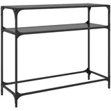 vidaXL Konzolni stol s crnom staklenom površinom 98x35x81 cm čelični | shoptok.hr