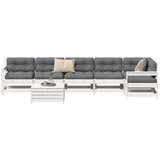 Maison Chic Seti vrtnega pohištva - Vrtna garnitura - Vrtni pohištvo set 7-delna bela trdna borovina, (21804361) | Shoptok.si