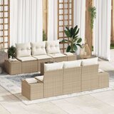  Set od 7 dijelova vrtne sofe s jastučićima Bež Poli Ratan | shoptok.hr