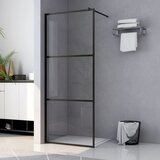 vidaXL Steklena pregrada za tuš s prozornim ESG steklom črna 100x195cm | Shoptok.si