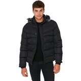 Trendyol Black Men's Hooded Polar Puffer Jacket Cene