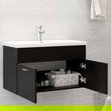 vidaXL Omarica za umivalnik črna 80x38,5x46 cm iverna plošča | Shoptok.si