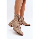 Maciejka Leather Patterned Flat Heel Ankle Boots Cene