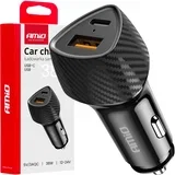 Auto punjač USB-A USB-C QC PD 38W crni