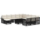  Sjedeća garnitura za vrt 13 kom. Crna i krem-bijela poliratan 100 x 55 x 73 cm | shoptok.hr