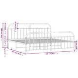  Metalni okvir kreveta uzglavlje i podnožje bijeli 200x200 cm | shoptok.hr